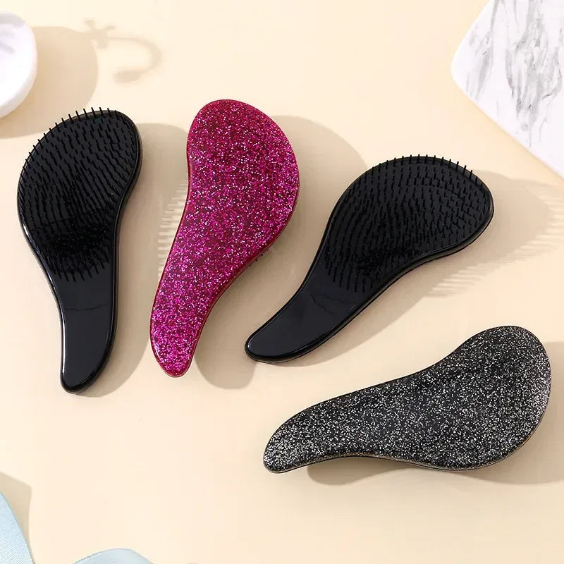 Color: Beige - Children Magic Handle Detangle Hair Comb Shower Massage Hairbrush Anti Static Massage Hair Brush Woman Salon Hair Accessories
