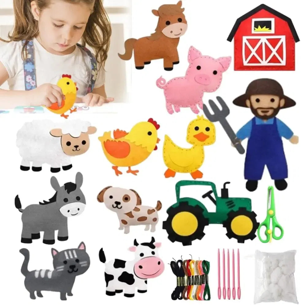 Color: Light Grey - Christmas Sewing Kit Animal Sewing Craft Kit Farm Animal Toy DIY Crafting Sewing Set Educational Craft Set For Children Gifts