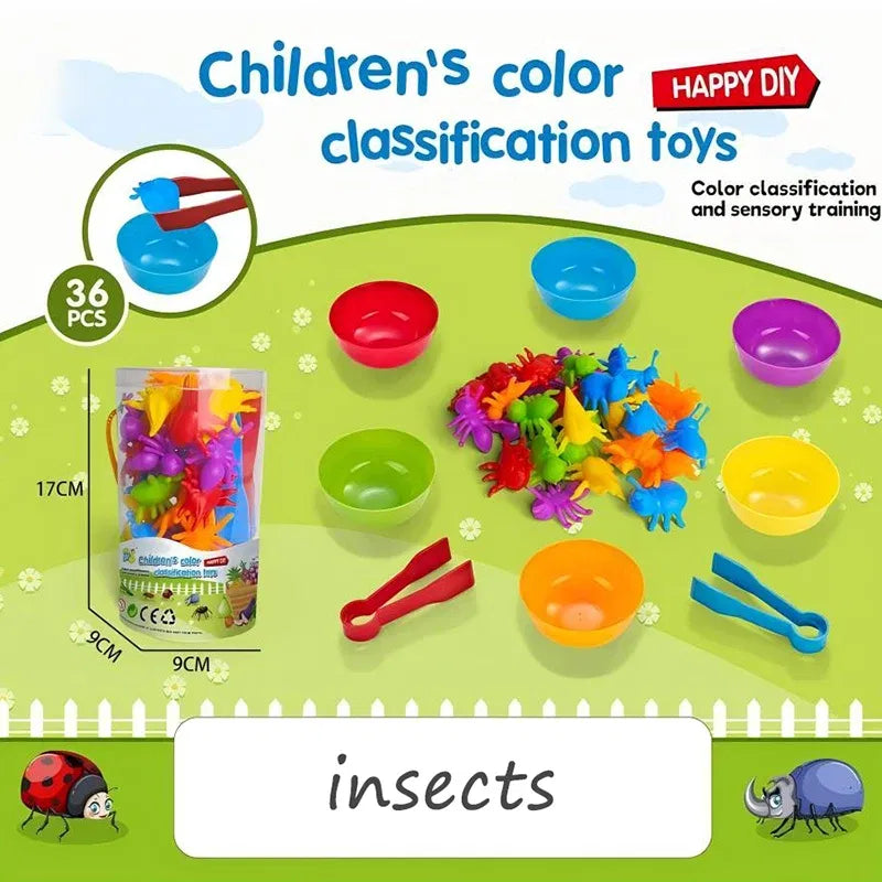 Color: Light Grey - Montessori Material Rainbow Counting Bear Math Toys Animal Dinosaur Color Sorting Matching Game Children Educational Sensory Toy