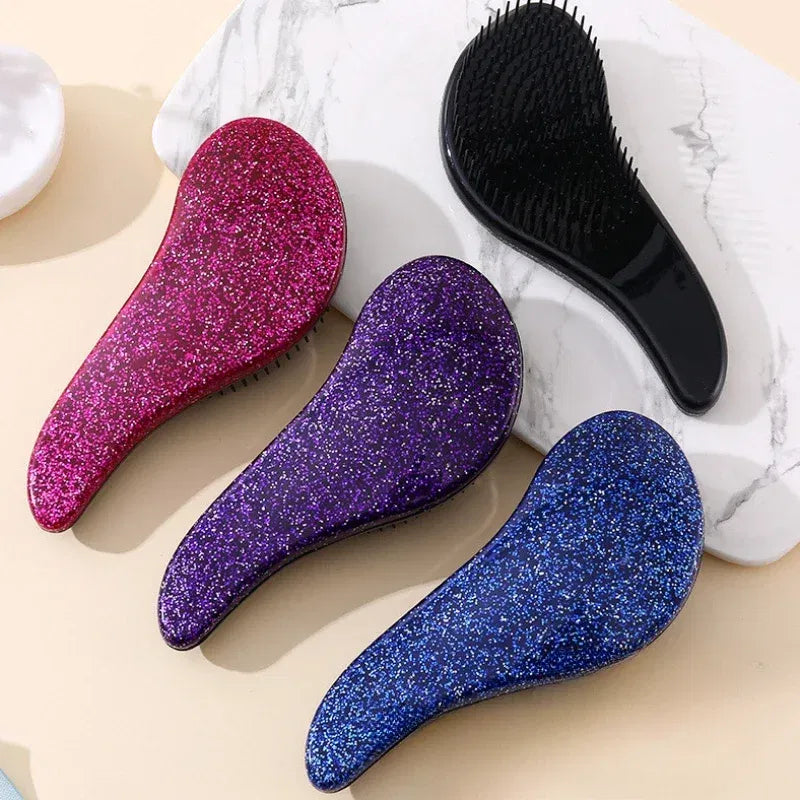 Color: Beige - Children Magic Handle Detangle Hair Comb Shower Massage Hairbrush Anti Static Massage Hair Brush Woman Salon Hair Accessories