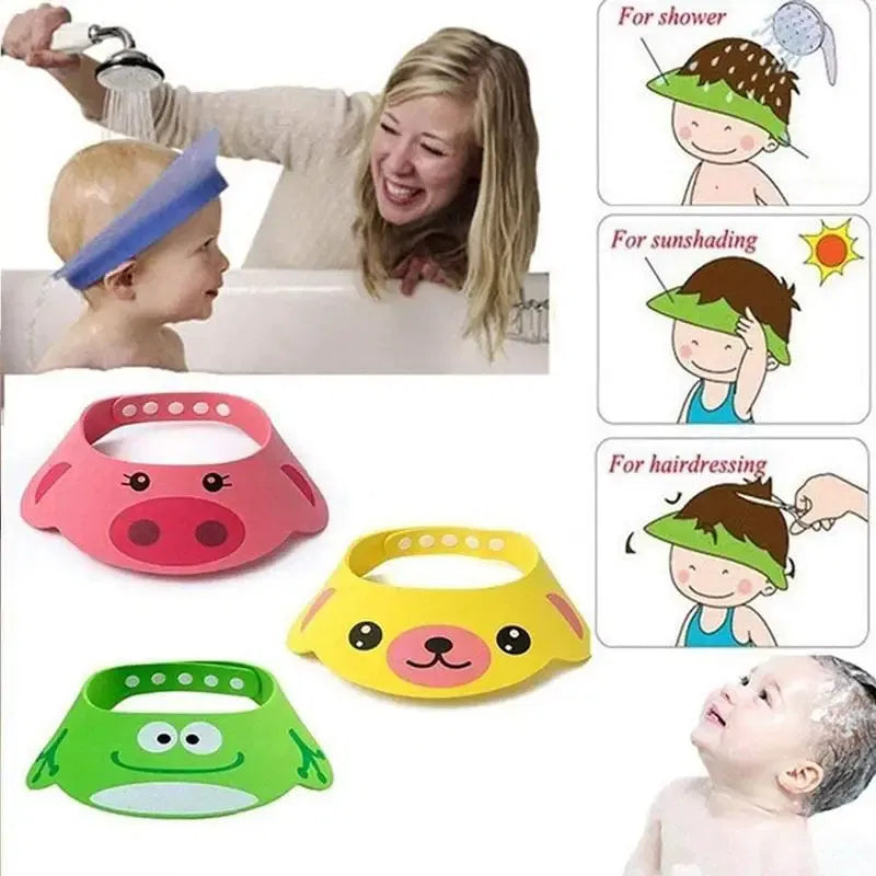 Color: green, Ships From: CHINA - Baby Shower Soft Cap Adjustable Hair Wash Hat For Kids Ear Protection Safe Children Shampoo Bathing Shower Protect Head Cover
