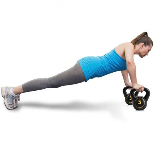 3 Pieces 5 10 15lbs Kettlebell Weight Set - Color: Black