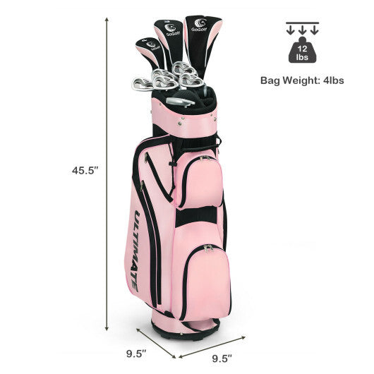 10 Pieces Womens Complete Golf Club Set with Alloy Driver - Color: Pink