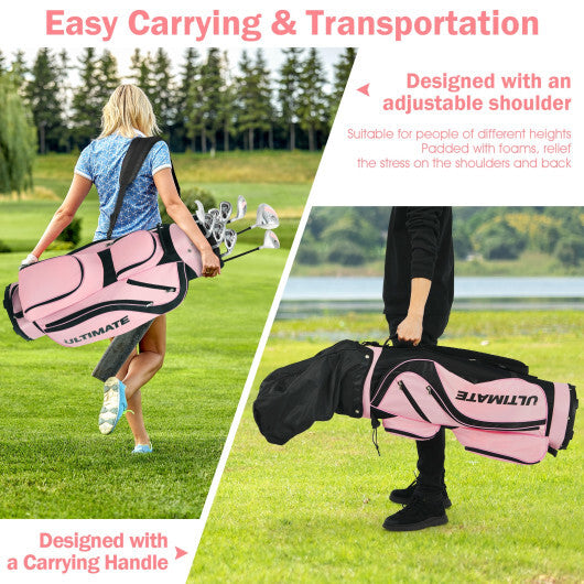 10 Pieces Womens Complete Golf Club Set with Alloy Driver - Color: Pink