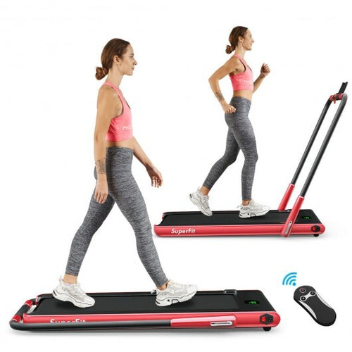 2-in-1 Folding Treadmill with Remote Control and LED Display-Red - Color: Red - Sports > Exercise Machines > Treadmills