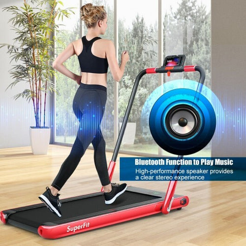 2-in-1 Folding Treadmill with Remote Control and LED Display-Red - Color: Red - Sports > Exercise Machines > Treadmills