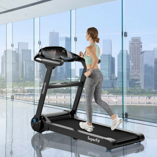 2.25HP Folding Treadmill with Bluetooth Speaker-Black - Color: Black