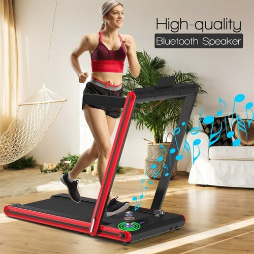 2-in-1 Folding Treadmill with Dual LED Display-Red - Color: Red - Sports > Exercise Machines > Treadmills product image