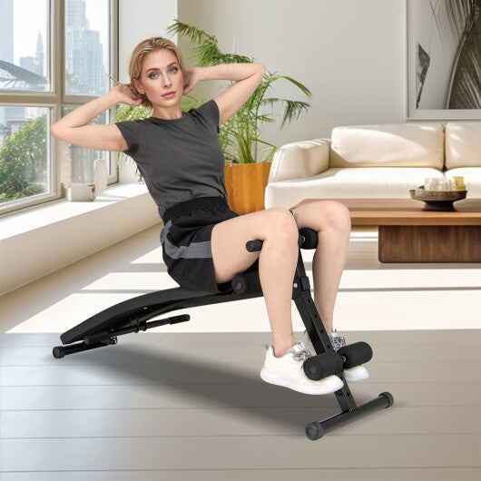 Adjustable Decline Sit Up Bench for Exercise - Color: Black