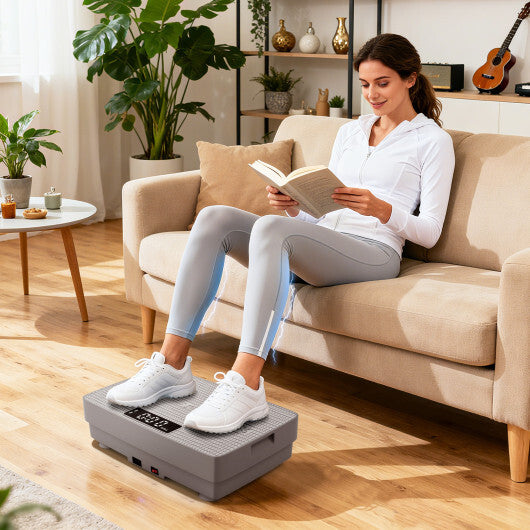 Vibration Plate Exercise Machine with Gravity Sensor and Remote Control for Home Gym-Gray - Color: Gray