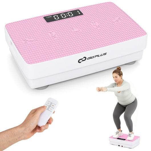 Vibration Plate Exercise Machine with Gravity Sensor and Remote Control for Home Gym-Pink - Color: Pink