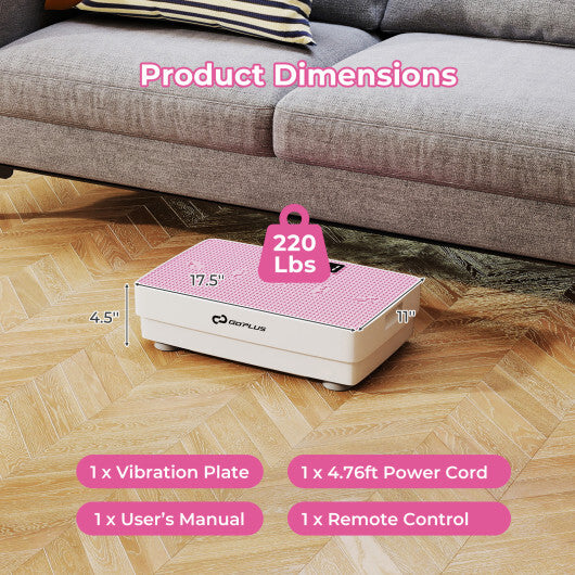 Vibration Plate Exercise Machine with Gravity Sensor and Remote Control for Home Gym-Pink - Color: Pink