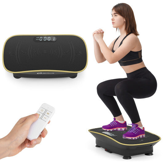 Vibration Plate Exercise Machine for Lymphatic Drainage and Weight Loss with 10 Speed Intensities-Black - Color: Black