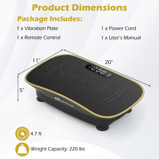 Vibration Plate Exercise Machine for Lymphatic Drainage and Weight Loss with 10 Speed Intensities-Black - Color: Black