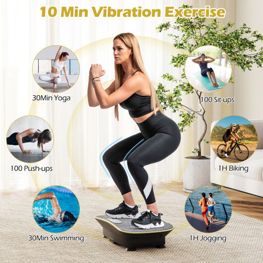 Vibration Plate Exercise Machine for Lymphatic Drainage and Weight Loss with 10 Speed Intensities-Black - Color: Black