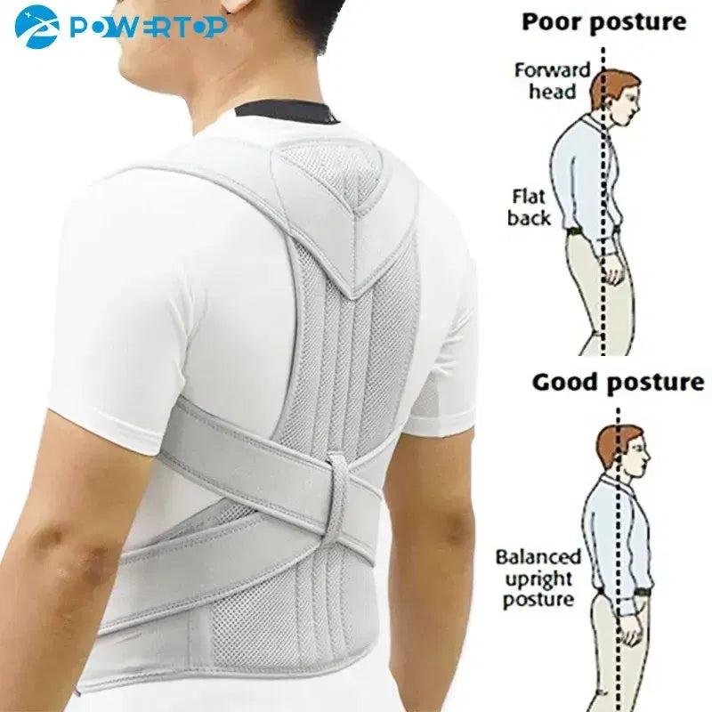 Color: Light Grey, Size: XL - Posture Corrector for Men and Women Back Posture Brace Clavicle Support Stop Slouching and Hunching Adjustable Back Trainer