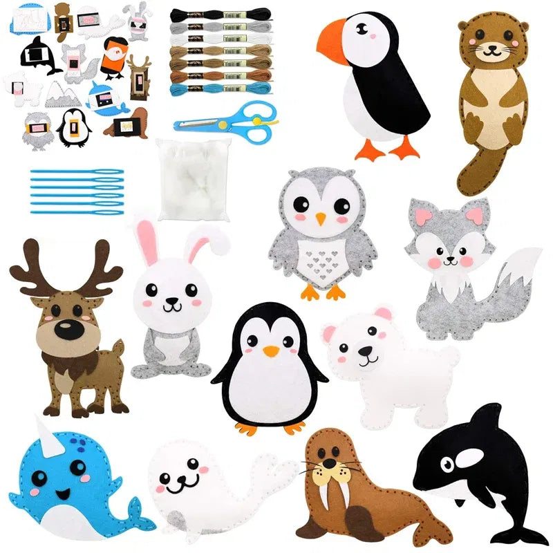 Color: Light Grey - Christmas Sewing Kit Animal Sewing Craft Kit Farm Animal Toy DIY Crafting Sewing Set Educational Craft Set For Children Gifts