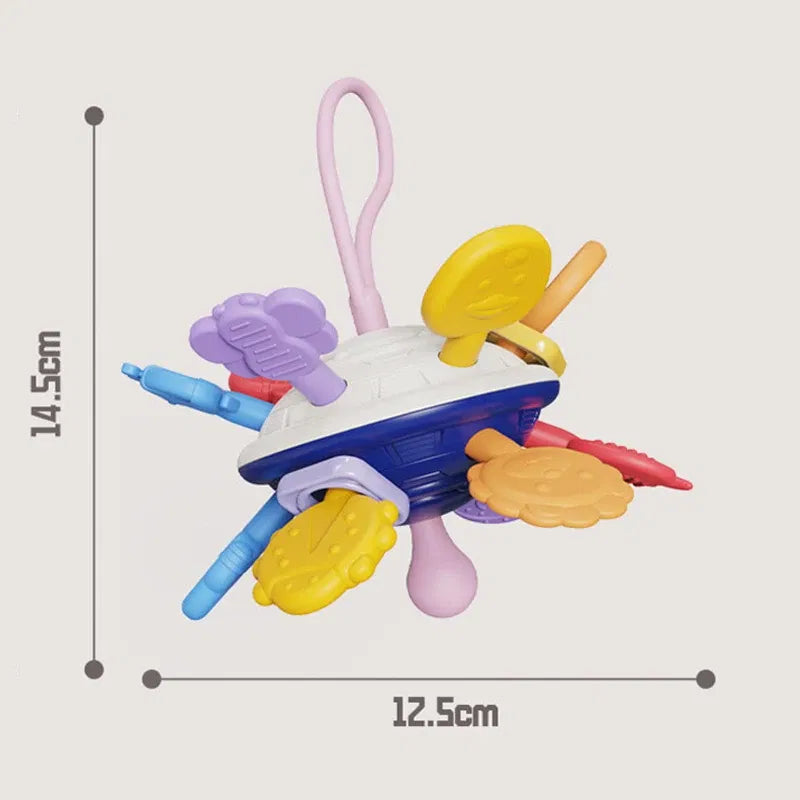 Color: light green - Montessori Baby Toys 0 12 Months Rotating Rattle Silicone Teething Toys Ball Grasping Activity Development Baby Sensory Toy
