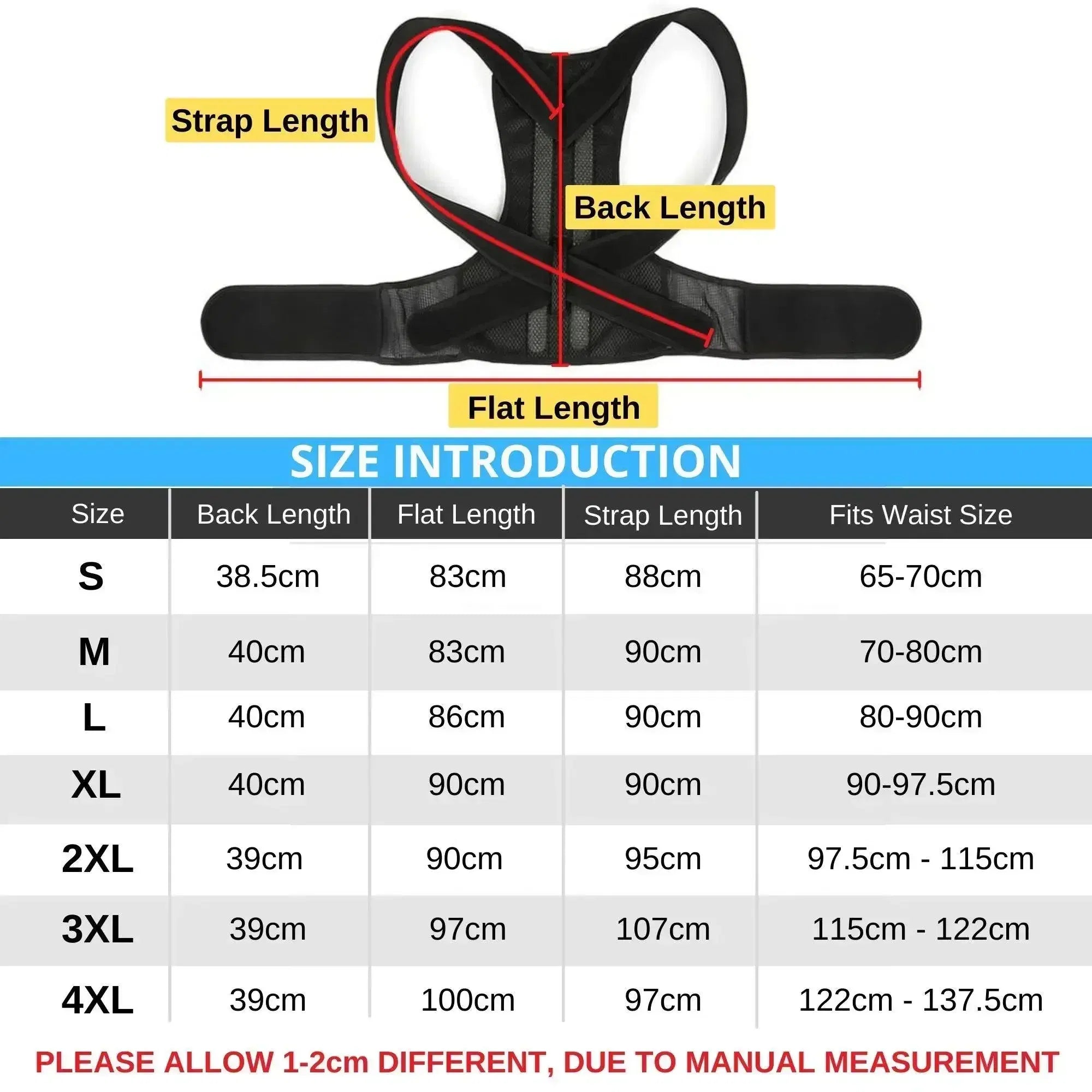 Color: black, Size: S - Alloy Rod Back Posture Corrector Orthotics Spine Side Bend Support the Shoulder Treatment Stent Orthodontic Belt Sports Safety