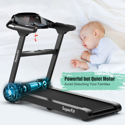 Quiet 2.25HP Folding Treadmill with 8-Stage Shock Absorption
