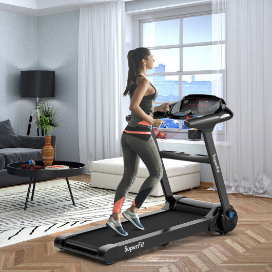 Quiet 2.25HP Folding Treadmill with 8-Stage Shock Absorption