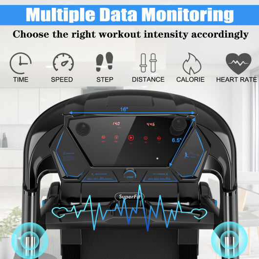 Smart 2.25HP Folding Treadmill with LED Touch Display & Heart Rate Monitor