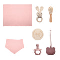 Color: Pink - Handheld Gift Towel Wool Brush Baby Drool Towel Pacifier Set